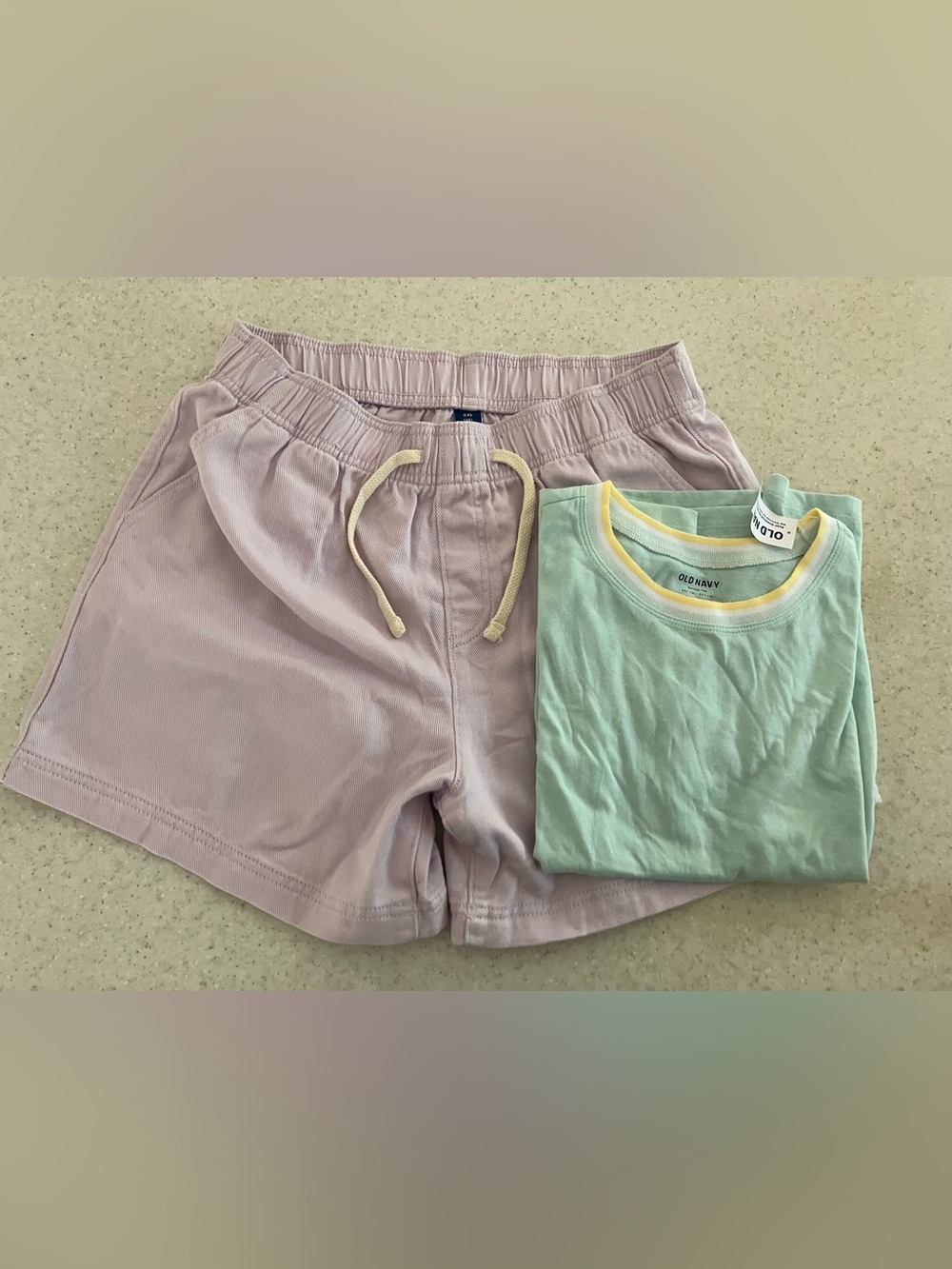 2 Piece NEW Bundle Kids XXL 18 Old Navy Mint Green Tee/Lavender Shorts